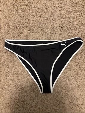 Puma Black Bikini Bottom with White Piping
